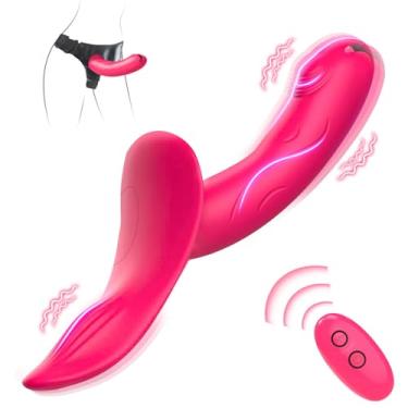 Imagem de SHUJUN BENCE Vibrador Ponto G Com Cinta, Dildos Ajustáveis Com 7 Modos De Vibração, Vibradores Com Controle Remoto, Calcinha Clitoriana, Dildo Duplo, Brinquedos Sexuais Com Cinta Vestíveis Para Mulh