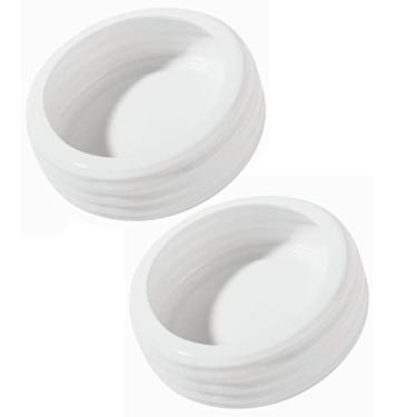 Imagem de Tigelas de comida para répteis – Prato redondo de cerâmica para comida de réptil, tigela de comida para animais de estimação para lagartos, pequenas cobras, jovens dragões barbados, aranha tartaruga lagartixa (branco, pequeno pacote com 2)