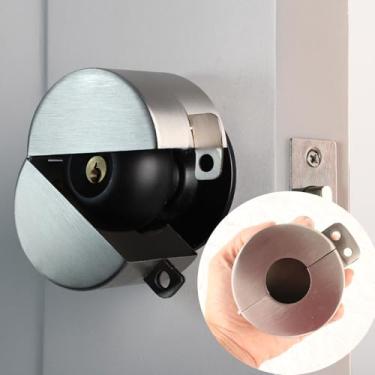 Imagem de Posnaland Dispositivo de bloqueio de maçaneta de porta, trava de reforço de porta, tampa de fechadura de metal para evitar entrada não autorizada e abertura de chave (sem cadeado) aço inoxidável
