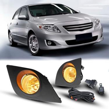 Imagem de LEVANLIGHT Conjunto de faróis de neblina compatível com Toyo ta Corolla 2014 2015 2016 faróis de neblina dianteiros com interruptor/lâmpada (lente amarela)