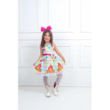 Imagem de Vestido Infantil Juvenil de Festa Junina Xadrez Estampado Colorido - S