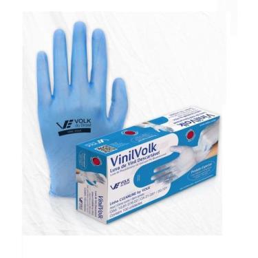 Imagem de Luva Vinil Descartável Extra P Azul S/ Pó 100 Unidades - VOLK DO BRASI