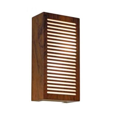 Imagem de Arandela de Parede Interna Madeira Ripado 30x15cm 1xE27 - FOXLustres