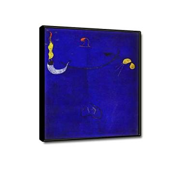Imagem de JZSDGB Quadro preto Impressão em tela arte de parede reprodução de pintura famosa - 'camponês catalão com uma guitarra por Joan Miro pôsteres e impressões - arte de parede em tela abstrata imagens de