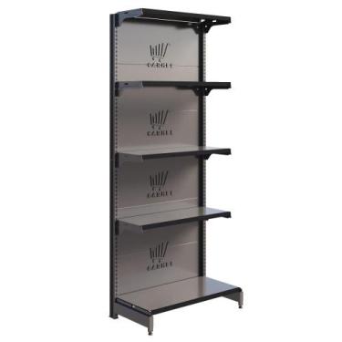 Imagem de Gôndola Centro De Supermercado 1 Ponta 1,70m Expositor Amapá, Preto Pe