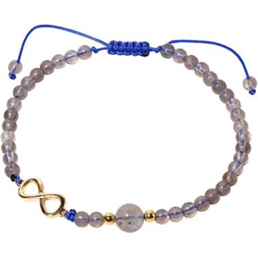 Imagem de Xfoxstal Pulseiras femininas com pingente infinito banhado a ouro 14 k Endless Love ajustável feito à mão com cristais e pedras, Medium, Pedra, Pedra da Lua