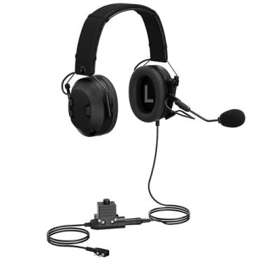 Imagem de HELETUL Fone de ouvido Walkie Talkie com redução de ruído real, NRR 26dB, Boom Mic, U94 PTT, ANR Fone de ouvido tático Airsoft para Kenwood Baofeng Retevis 2 pinos rádios bidirecionais (com fio,