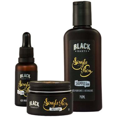 Imagem de Kit Barba Balm em Cera + Shampoo + Óleo Hidratante Single Ron Black Barts