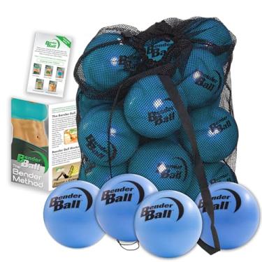 Imagem de Bender Ball Kit oficial do clube (conjunto de 25 azuis), bola de pilates macia original de 22 cm, bola de exercícios pequena para barra, ioga, estabilidade, núcleo abdominal, fisioterapia - bolsa de