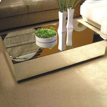Imagem de Mesa De Centro Espelhada Para Sala Decorativa 100X60 Cm Com Rodas Altu