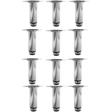 Imagem de Kit 12 Pé Para Móveis Regulável Redondo Cromado 12cm Aço - HD