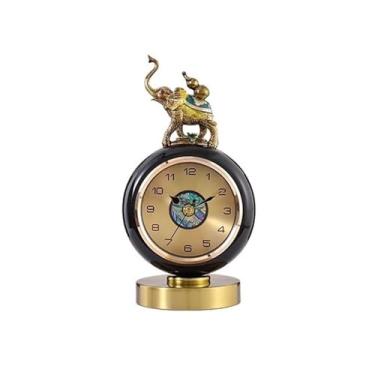 Imagem de Relógio de Mesa Relógio de mesa de cerâmica Relógio de mesa para casa Relógio de mesa para sentar silencioso Relógio de escritório Sala de estar Armário de TV Decoração de mesa Relógio de Mesa(Preto)