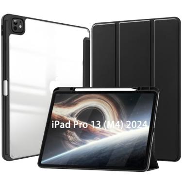 Imagem de Capa para iPad Pro 13 Polegadas M5/M4 (2025/2024) Capinha Protetora Fina Capa Traseira Transparente Proteção com Suporte para Lápis - Negro