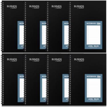 Imagem de Resurhang Pacote com 8 cadernos de negócios encadernados com fio em espiral pautado jurídico 16 cm x 23 cm, 80 folhas por bloco, diário profissional para escritório, agenda, reunião de trabalho,