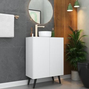 Imagem de Gabinete Banheiro 2 Portas Retrô 63cm Multimóveis MP5006 Branco/Preto
