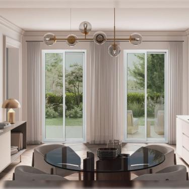 Imagem de Porta de pvc de Correr 210x180cm com 2 Folhas e Vidro Liso Temperado itec Brimak