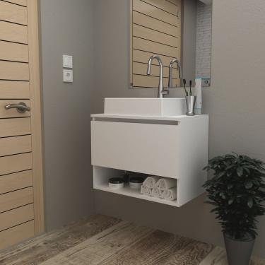 Imagem de Balcão Gabinete Suspenso para Banheiro 60cm com 1 Porta e Nicho BN3606