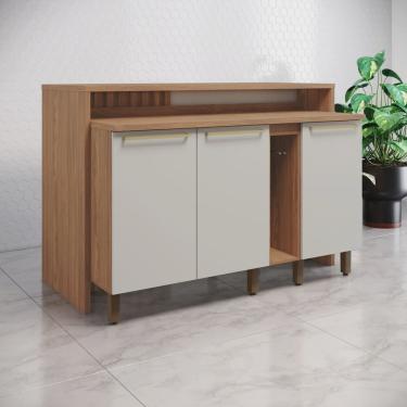 Imagem de Kit Ilha Gourmet Balcão 3 Portas com Tampo Yasmin Expresso Móveis