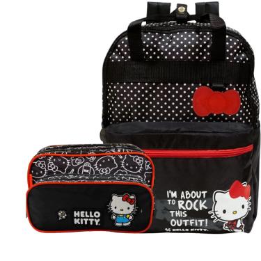 Imagem de Kit Mochila de Costas Infantil Estojo Escolar Hello Kitty Xeryus Personagem Desenho Fofa Gatinha