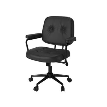 Imagem de Cadeira de Escritório Cadeira de escritório vintage couro pu, mesa de estudo, assento de escritório com braços e encosto, quarto feminino, cadeira giratória, elevador de maquiagem Cadeira Gamer(Preto)