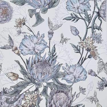 Imagem de Amaowdc Papel de parede floral descasque e cole papel de contato floral azul e roxo papel de parede autoadesivo removível em papel de parede para decoração de quarto de banheiro 44 x 299 cm