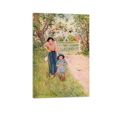 Imagem de Carlr Lasrson Famosa Tela de Parede Pintura de Parede Decoração de Parede Imagem - Mãe e Filho Pôsteres e Impressões Reprodução Pronto para Pendurar 40x60cm16x24in Tela Embrulhada