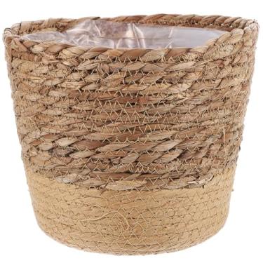 Imagem de Cabilock Vaso de flores de tecido, cesta para plantas, vaso de árvore, cestos de plantas, cesta interna, vaso de plantas, decoração de casa, cestos de armazenamento, grama, vaso doméstico
