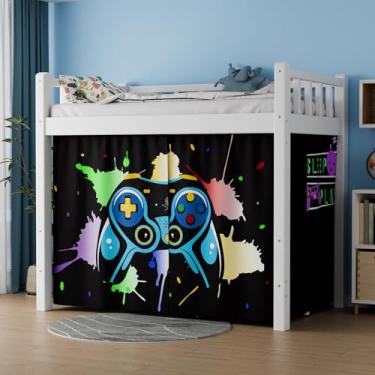 Imagem de Vpory Cortinas Para Beliche - Com Fundo De Privacidade, Personalização Cortina Beliche, Dossel Respirável E Bloqueador Adolescentes, Crianças Estudantes (Padrão Máquina Jogo, 2 Pacotes Solteiro)