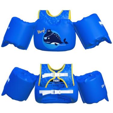 Imagem de Dark Lightning Colete Salva-Vidas Infantil Aprovado Pela Guarda Costeira Dos Eua Para Crianças De 2/3/4/5/6/7 Anos, Colete Salva-Vidas Infantil Com Flutuadores De Braço De 30 A 50 Libras, Asas Aquá