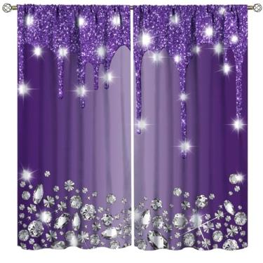 Imagem de Cortinas de diamante com purpurina, roxo, brilhante, lavanda, textura luxuosa, brilhante, cortina moderna com bolso para varão para decoração de quarto, sala de estar, cortinas, tratamentos de janela,