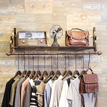 Imagem de CHBGLNTY Cabide de parede para roupas, prateleira flutuante para loja de roupas, cabide para exibição a retalho, cabide resistente, organizador de metal, resistente, multifuncional, para quarto