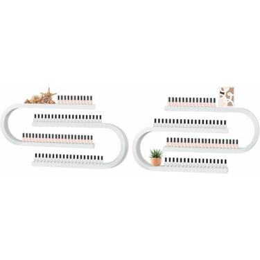 Imagem de LGEOELIAS Suporte de prateleira de esmalte, 2 peças de suporte organizador de batom em forma de U, expositor multifuncional de parede, suporte de exibição de cosméticos de metal