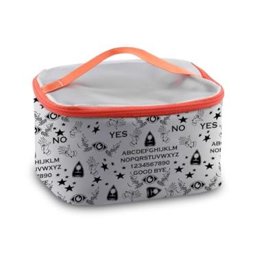 Imagem de JYTAPP Magic Ouija Board Estojo de maquiagem preto Ouija Travel Cosmetic Organizer Case com zíper Spirit Board Pouch para mulheres, Cinza, One-size, Tendência