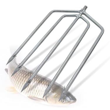 Imagem de Dutiplus Arpão de pesca grande de aço inoxidável com barra de 1 a 11 garras para garfo de pesca com parafuso de 8 mm para pegar toupeira grande sapo-touro (grande 5 dentes (F))