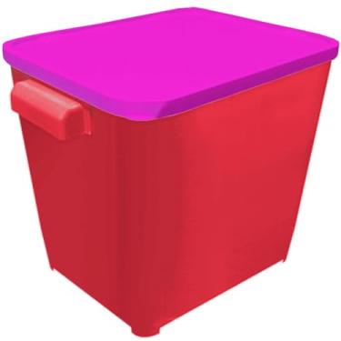 Imagem de Caixa Porta Ração Container de Plástico com Tampa, Vermelho e Rosa, Grande Capacidade para Armazenamento 6KG Furacao