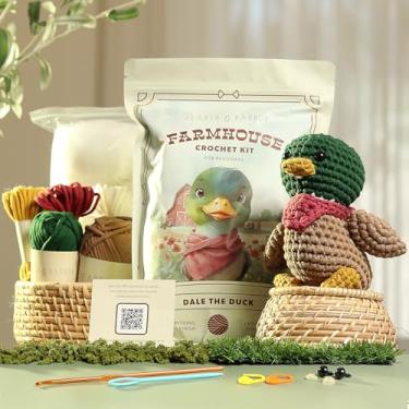 Imagem de Kit de crochê Amigurumi para iniciantes e crianças, kits de aprender a fazer crochê para adultos iniciantes com fio fácil, kit de animal de crochê de pelúcia com tutoriais em vídeo passo a passo