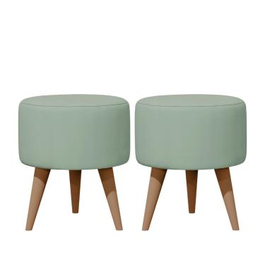 Imagem de Kit 02 Puff Redondo Estofado Decorativo Banqueta Para Apoio Dos Pés