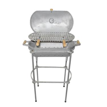 Imagem de Churrasqueira Alumínio Fundido A Bafo Prata Pé E Suporte