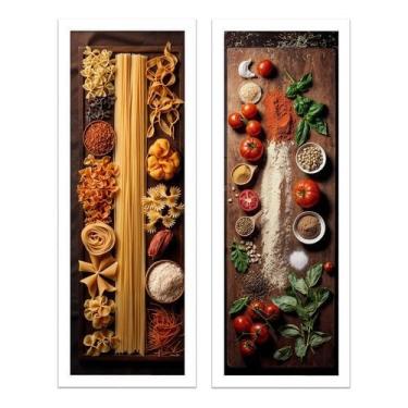 Imagem de Kit 2 Quadros Cozinha, Bistrô, Área Gourmet, Massa, C Vidro (Branco)