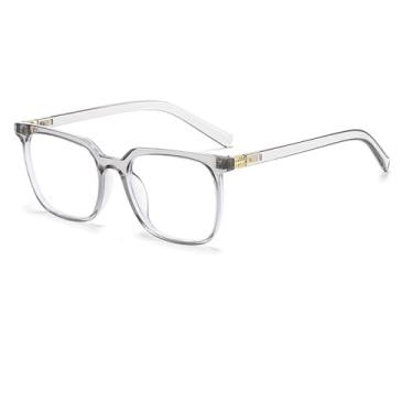 Imagem de Azoxus Óculos modernos com luz azul para mulheres, adolescentes, quadrados, jogos de leitura, óculos de computador, homens, bloqueio de luz azul, Moldura transparente cinza, Large