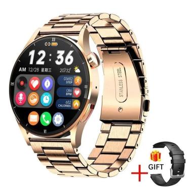 Imagem de Smartwatch Para Homens Relógio De Fitness Esportivo Cinto De Aço Dourado