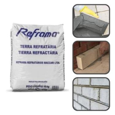 Imagem de Argamassa Terra para Tijolos Placas Pedras Refratária 10kg Alta Temper