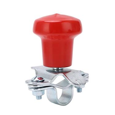 Imagem de Manípulo giratório de volante universal vermelho com raio profundo para carros, caminhões, barcos, cortadores de grama e tratores