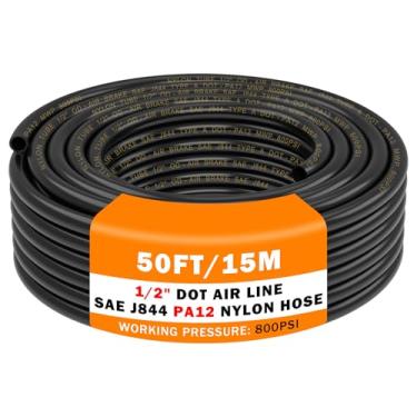 Imagem de CheeMuii 1,2 m DOT Air Line PA12 Nylon 1/2 tubo pneumático SAE J844 DOT mangueira de ar 15 metros 1/2 polegada OD tubo de ar pneumático linha de mangueira