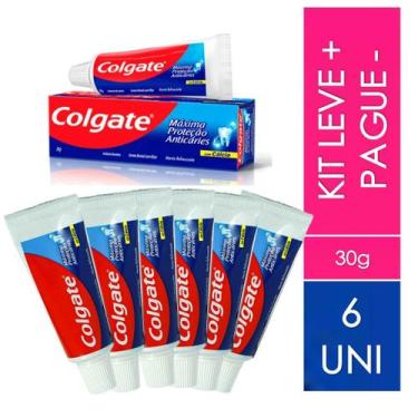 Imagem de Kit 6 Pastas de Dente COLGATE Mini 30g - pequena, cabe na bolsa, para 