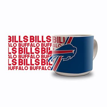 Imagem de Rico Industries NFL Football Buffalo Bills Caneca de café de cerâmica metrô de 396 g, caneca de cerâmica colorida de equipe para fãs da NFL