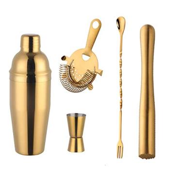 Imagem de Buyer Star Buyerstar Bar Set 5 Peças Mixology Bartender Kit - Coqueteleira, Utensílios Para Barman Doméstico E Profissional, De Ferramentas Misturar Bebidas Martini (Dourado)