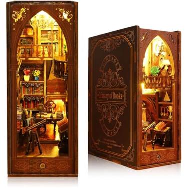 Imagem de Kit DIY Cantinho para Livros Book Nook – Quebra-cabeça de madeira 3D conjunto de montagem, miniatura com luzes LED, Decoração de casa de bonecas