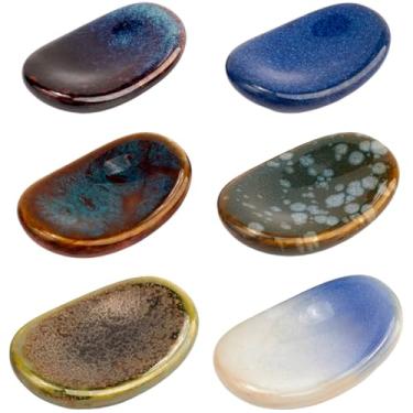 Imagem de CRASPIRE Suporte para pauzinhos de cerâmica, 6 peças, descanso de pauzinhos, colher, garfo, suporte decorativo, clássico, portátil, reutilizável para cozinha, taberna, restaurante, utensílios de