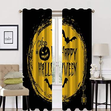 Imagem de Cortina blackout 90% de Halloween, padrão de estilo Halloween, tratamento de sombreamento completo, cortina de isolamento de cozinha, L 132 x C 182 cm